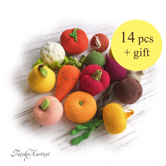 Handmade Baby Kids Crochet Knit Pretend Play Food Toys Gift Supermarket Kitchen