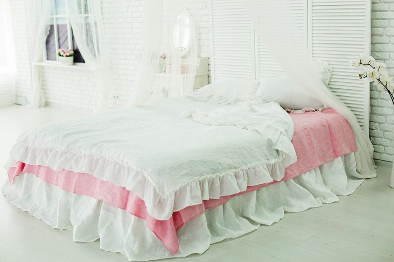 queen bedding bedding organic king sheet eco friendly Linen flat sheet softened White sheet Stone woshed