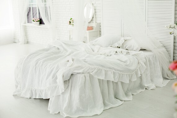 Linen Ruffles Duvet Cover Shabby Chic Linen Ruffled Duvet Etsy