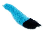 PawstarKIDS - Kids Size Furry Fox Tail - Plush Clip On Costume Accessory Black White Brown Gray Rust Purple Green Blue Pink Orange Red Teal