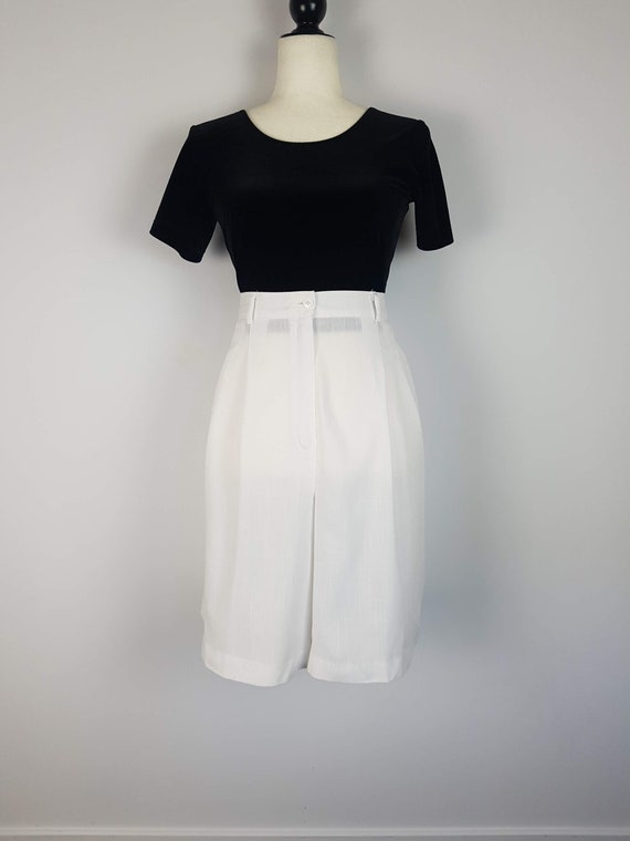 Vintage 80s White High Waisted Shorts Side Elastic 32 Waist Etsy