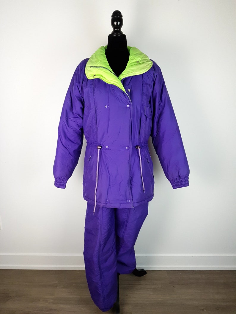 Vintage 80s Purple & Lime Green Two Piece Snowsuit / Large / - Etsy Canada