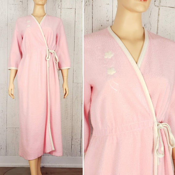 Vintage 50s Pink Side Tie Bathrobe Women's Medium