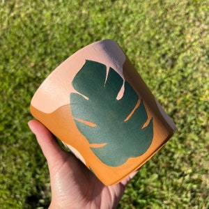 Hand Painted Terracotta 5” Planter Pot | Terracotta Planter | Plant Lover | Monstera Abstract | Planter | Terracotta Home Planter