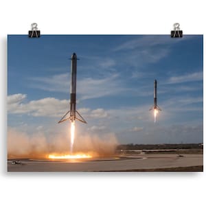 SpaceX Falcon Heavy Double Rocket Booster Landing Poster Print