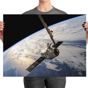 SpaceX Dragon Capsule *Poster* International Space Station Over Earth