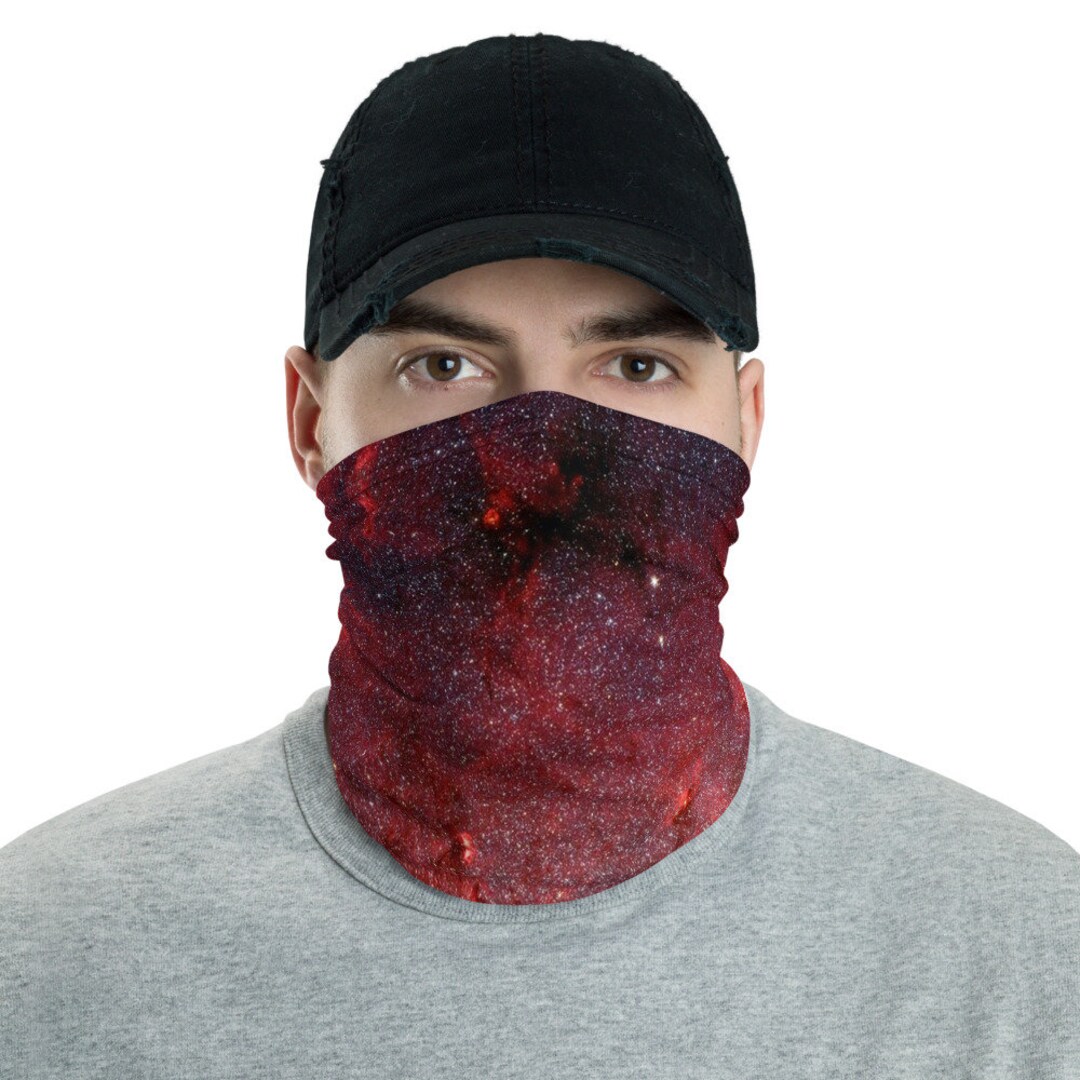 Unisex Neck Gaiter Face Mask Red Space Galaxy Face Shield Bandanna Neck ...