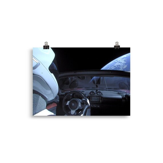 Spacex Starman Poster Tesla Roadster In Space Print