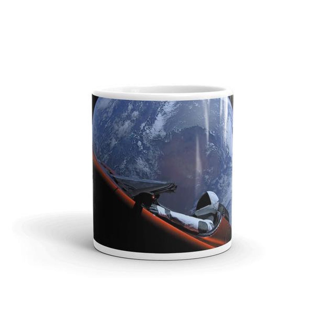 Novelty Spacex Tesla Starman Roadster Coffee Tea Mug Spaceman Etsy