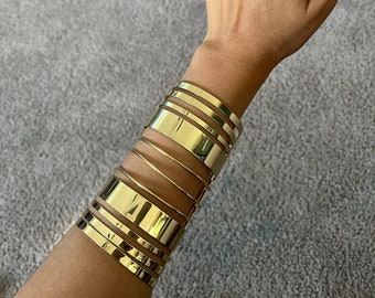 Huge wide gold cuff bracelet chunky bangle arm cuff costume pageant showgirl metal wedding statement armor