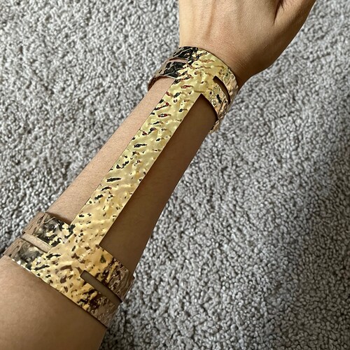 Huge Wide Gold Cuff Bracelet Chunky Bangle Arm Cuff Costume Etsy