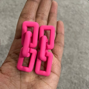 Hot pink earrings , pink acrylic earrings , fuchsia earrings , fuchsia acrylic chain earrings , chunky pink earrings , statement earrings