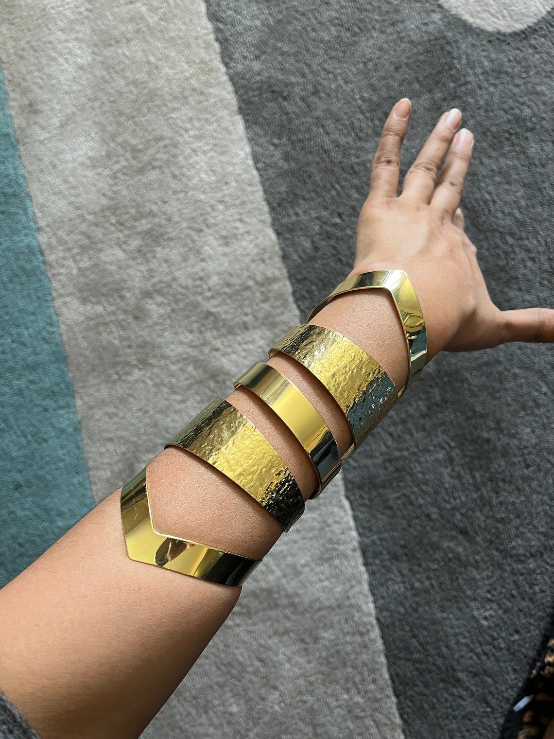 Huge Wide Gold Cuff Bracelet Chunky Bangle Arm Cuff Costume Etsy