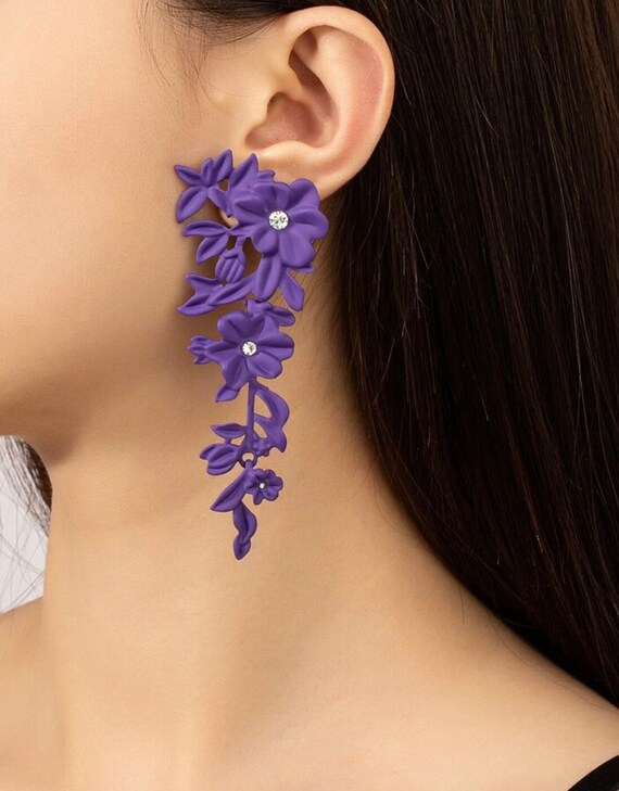 Long shop purple earrings