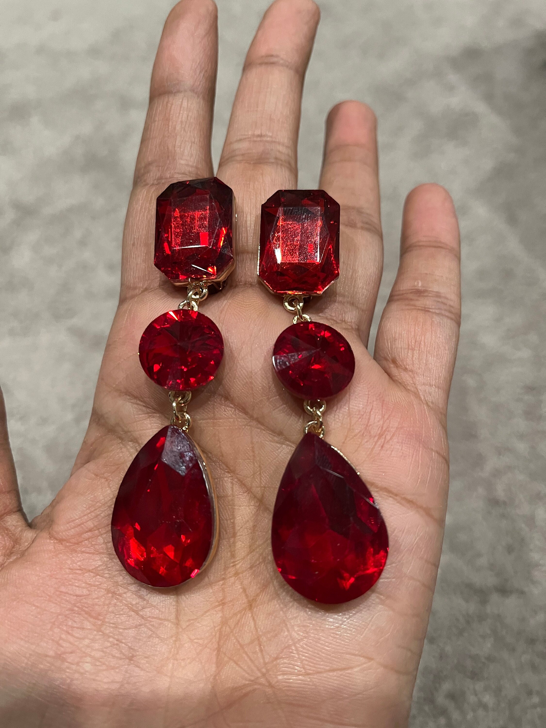 Red Clip on Earrings Red Clip Earrings Unpierced Earrings Red