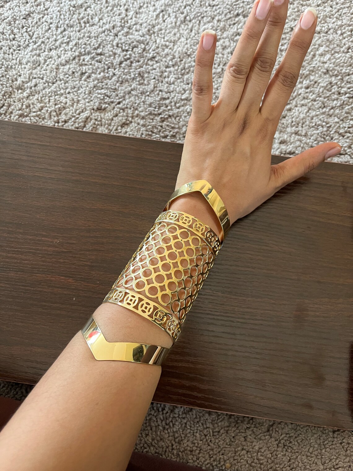 Huge Wide Gold Cuff Bracelet Chunky Bangle Arm Cuff Costume Etsy