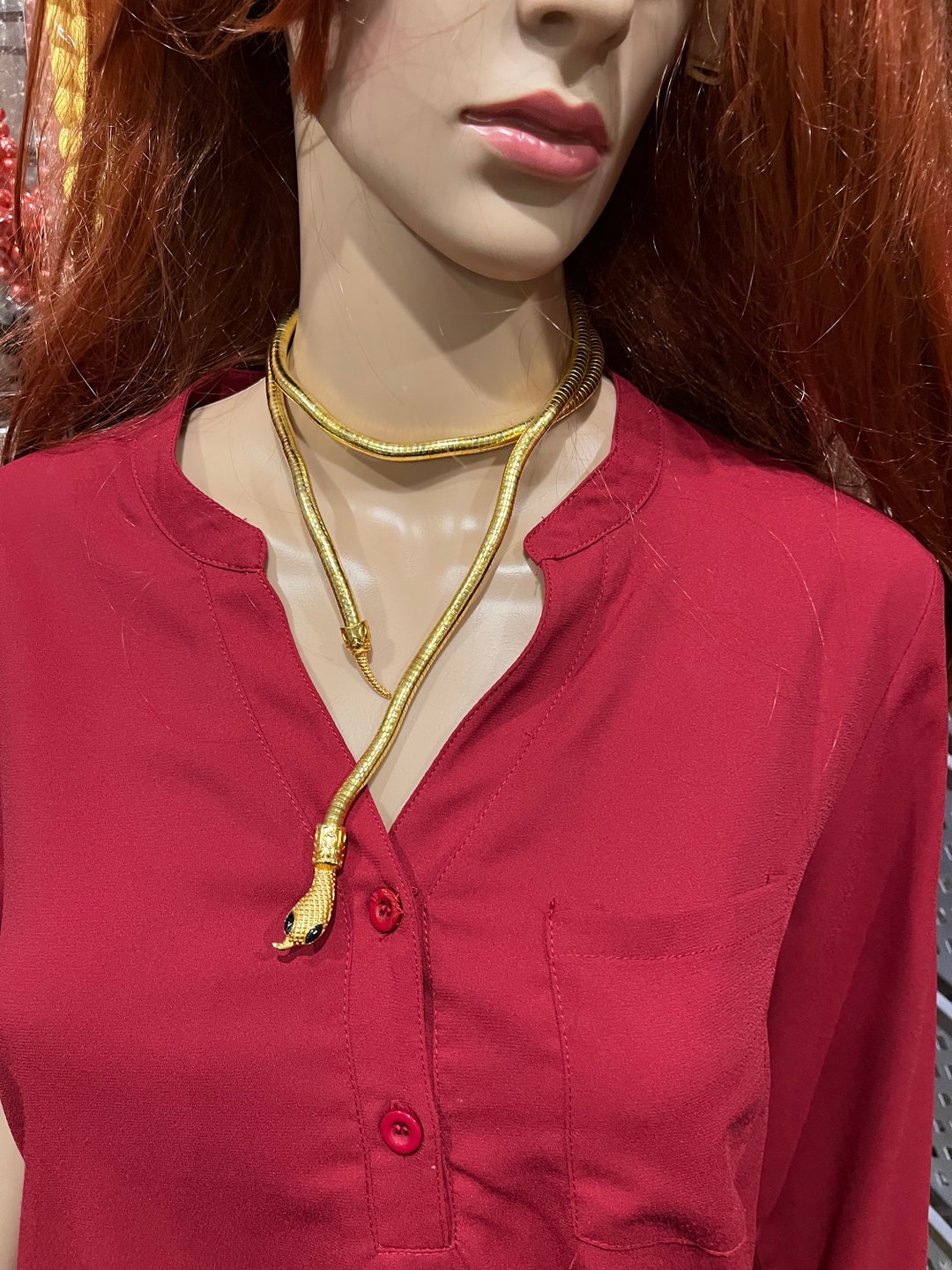 Gold Snake Necklace, Gold Chunky Choker Big Gold Necklace , Gold Statement Necklace, Oversized