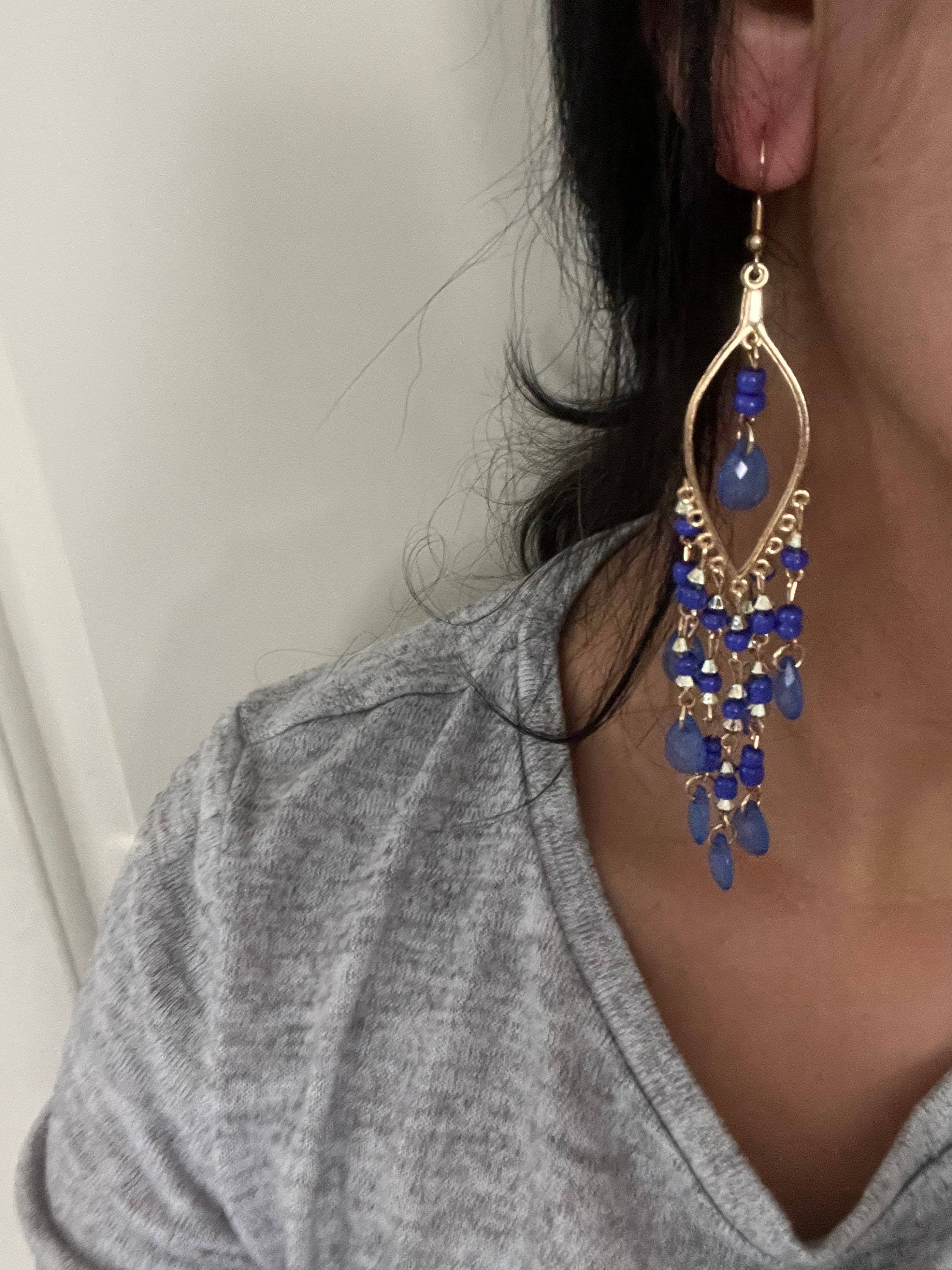 Royal blue chandelier earrings deals