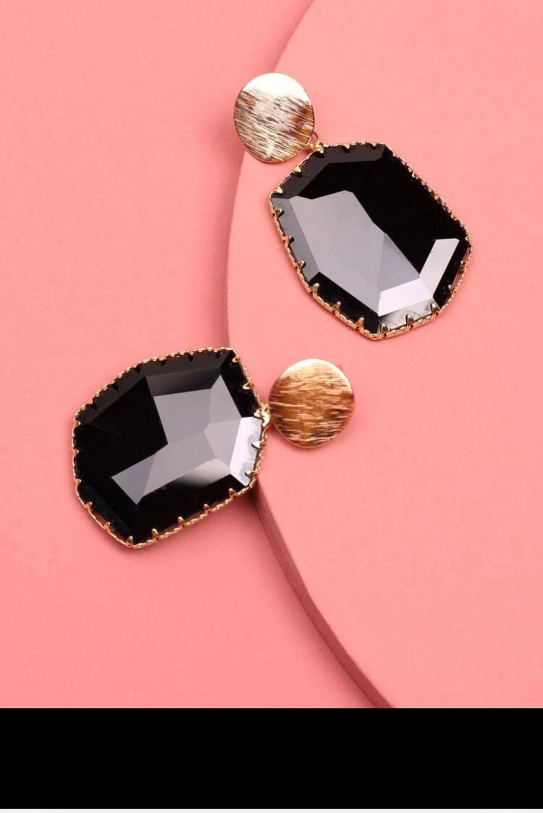 Black Statement Earrings , Black Glass Crystal Earrings , Black Gold Earrings , Black Wedding