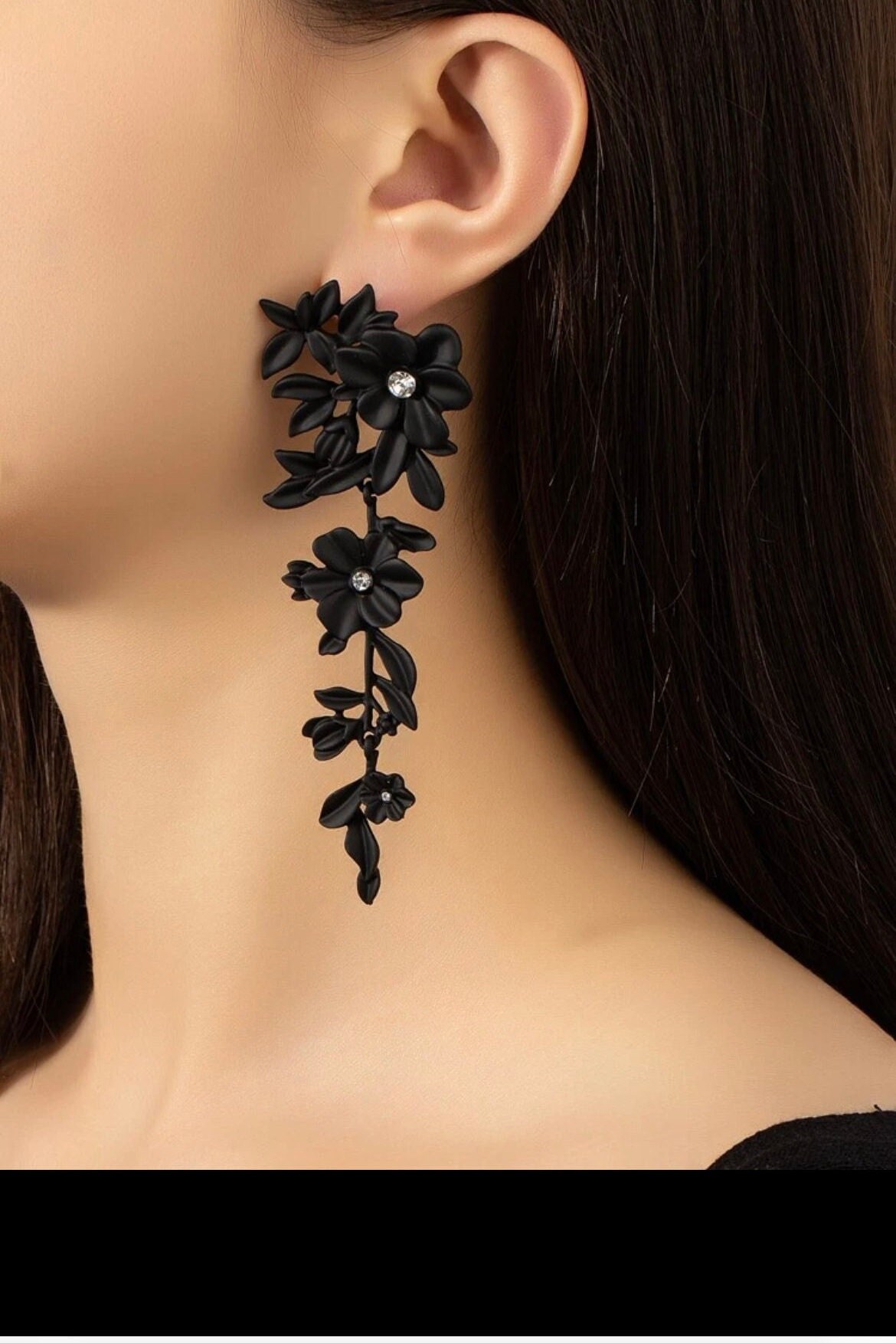 Black flower earrings online