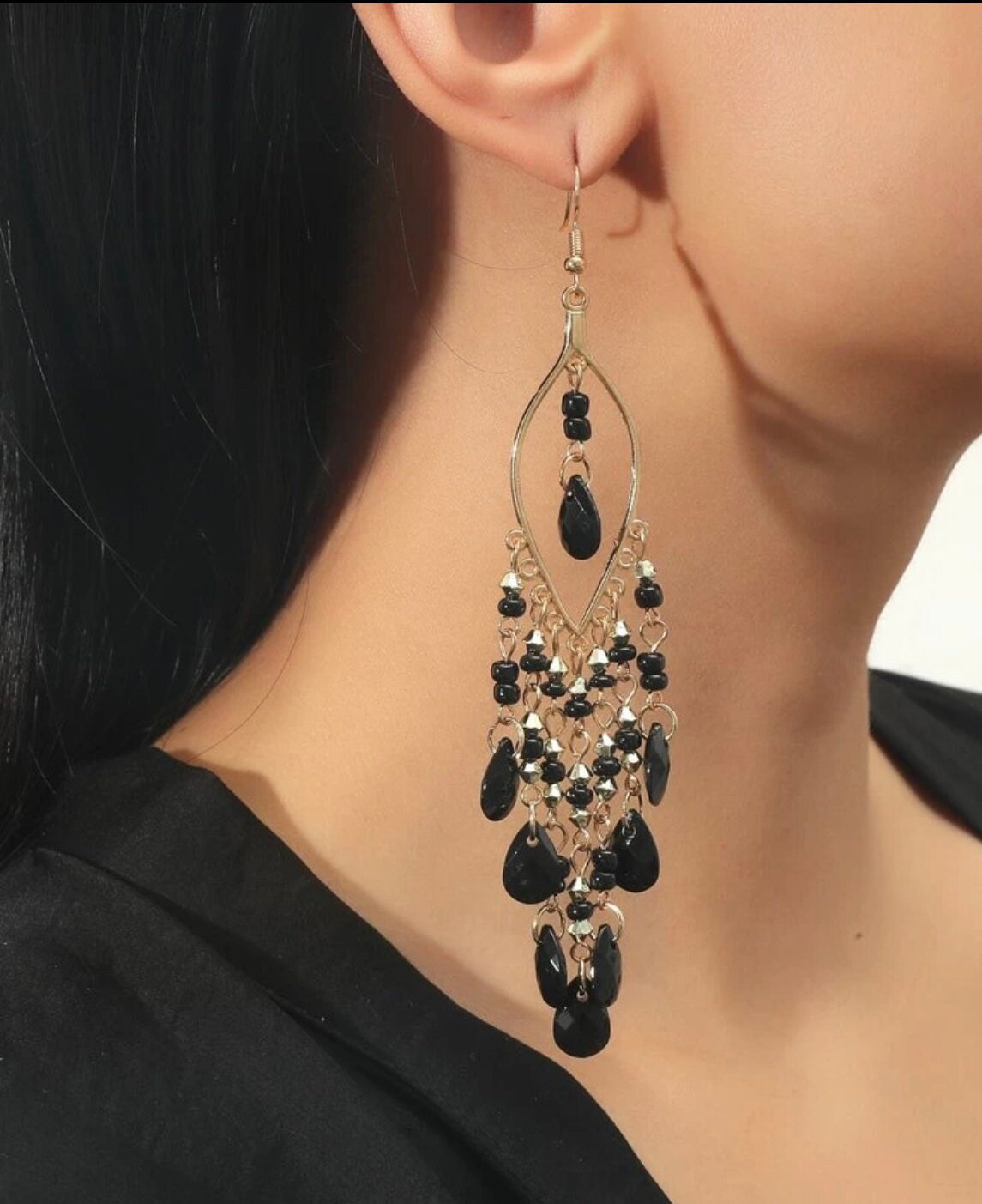 Black sale chandelier earrings