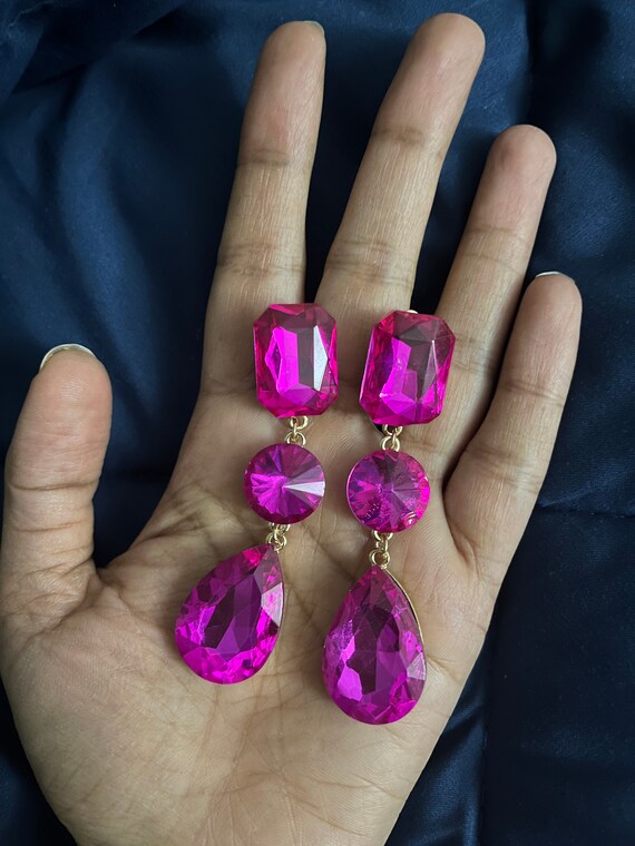 Hot pink clip on best sale earrings