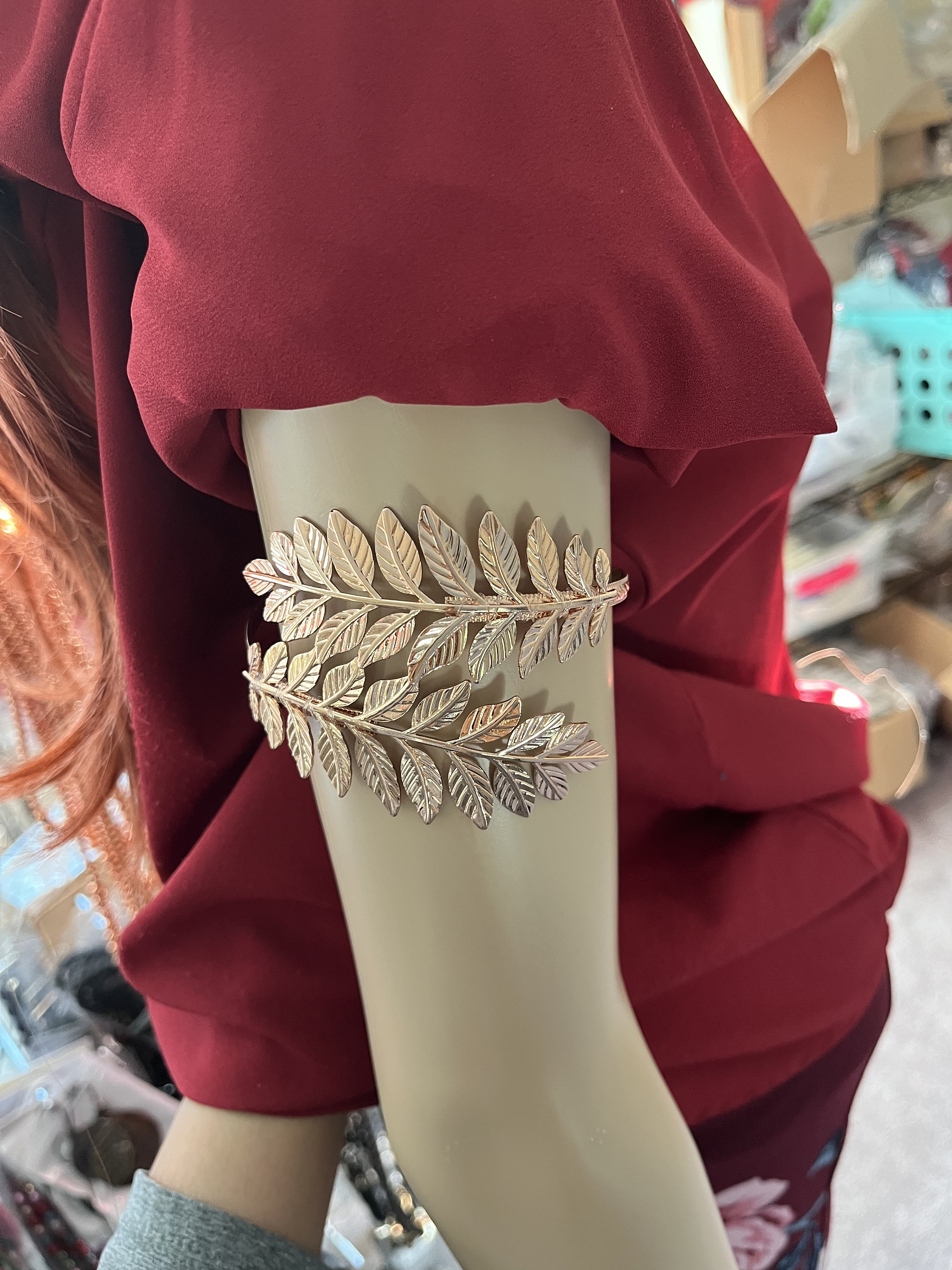 Armlet Arm Cuff Bracelet Copper Rose Gold Armband Leaf Etsy