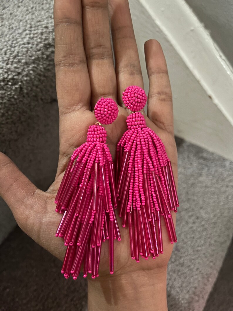 4.25 Inch Long Fuchsia Hot Pink Tassel Fringe Chandelier Etsy