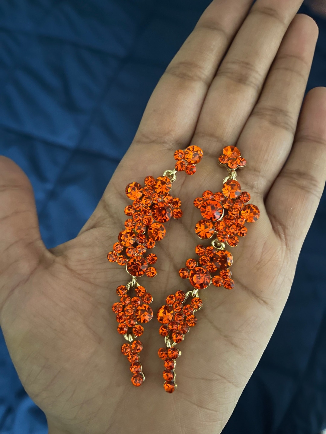 Bright Orange Earrings Orange Crystal Earrings Tangerine Etsy