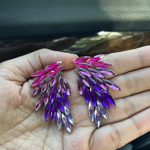 Purple pink earrings , large stud purple earrings , large pink purple fuchsia lavender earrings , rainbow earrings. , large purple