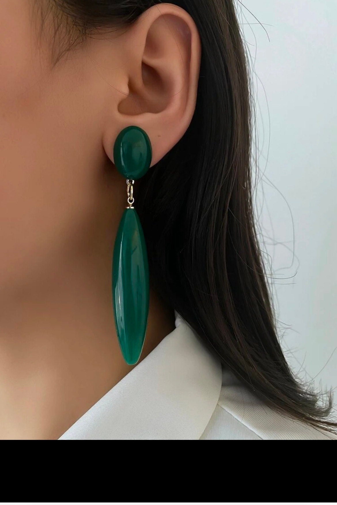 Dark green drop best sale earrings