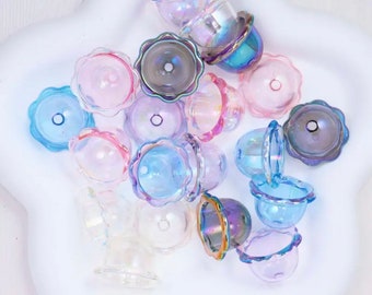 Qualle glänzende Perle, Blumen-Perle, Acrylperle, glockenförmige Perle.