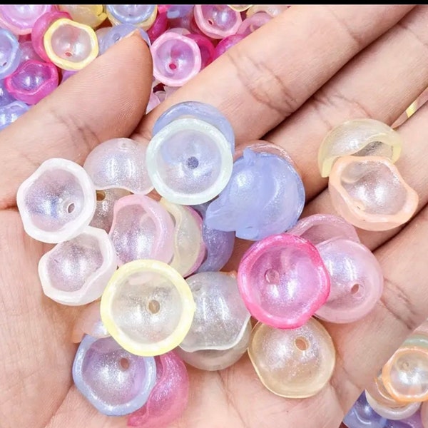 Jellyfish Glossy Beads, Flower cup Beads, Acrylic Beads, Beads, Bell Shape Beads 7.9 x16mm