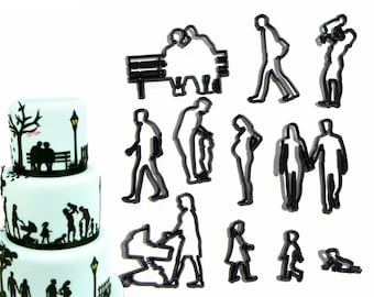 11PCS Family Cookie Cutter Plastic People Woman Man Baby Children