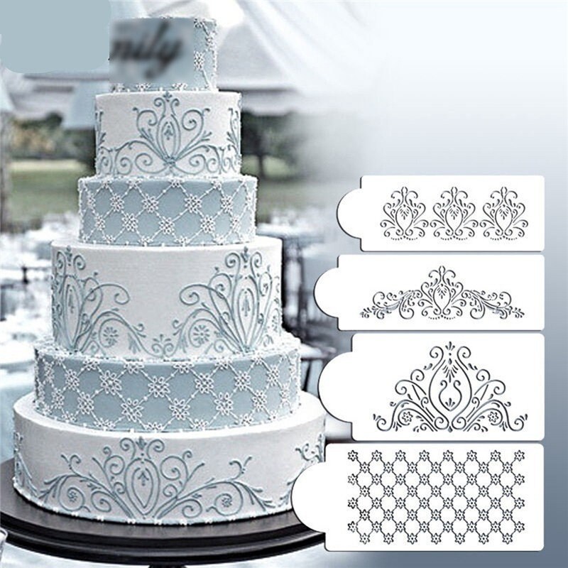 New Arrival Flower Design Stencil for Wedding Cake Fondant Damask Cake  Stencil Side Decorating Stencils Templates Mold - AliExpress