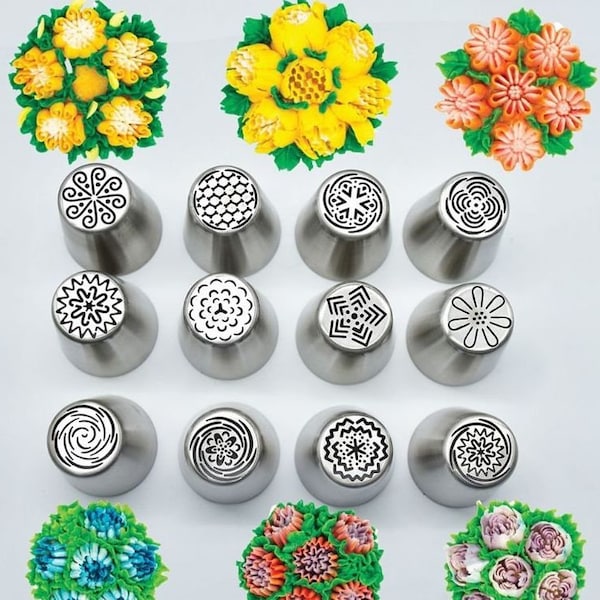 12 stks/set Russische grote piping tips set bakbenodigdheden tulp bloem glazuur