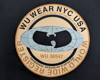 WU WEAR T-shirt vintage des années 90 Nyc USA Registre mondial / Wu Tang Clan