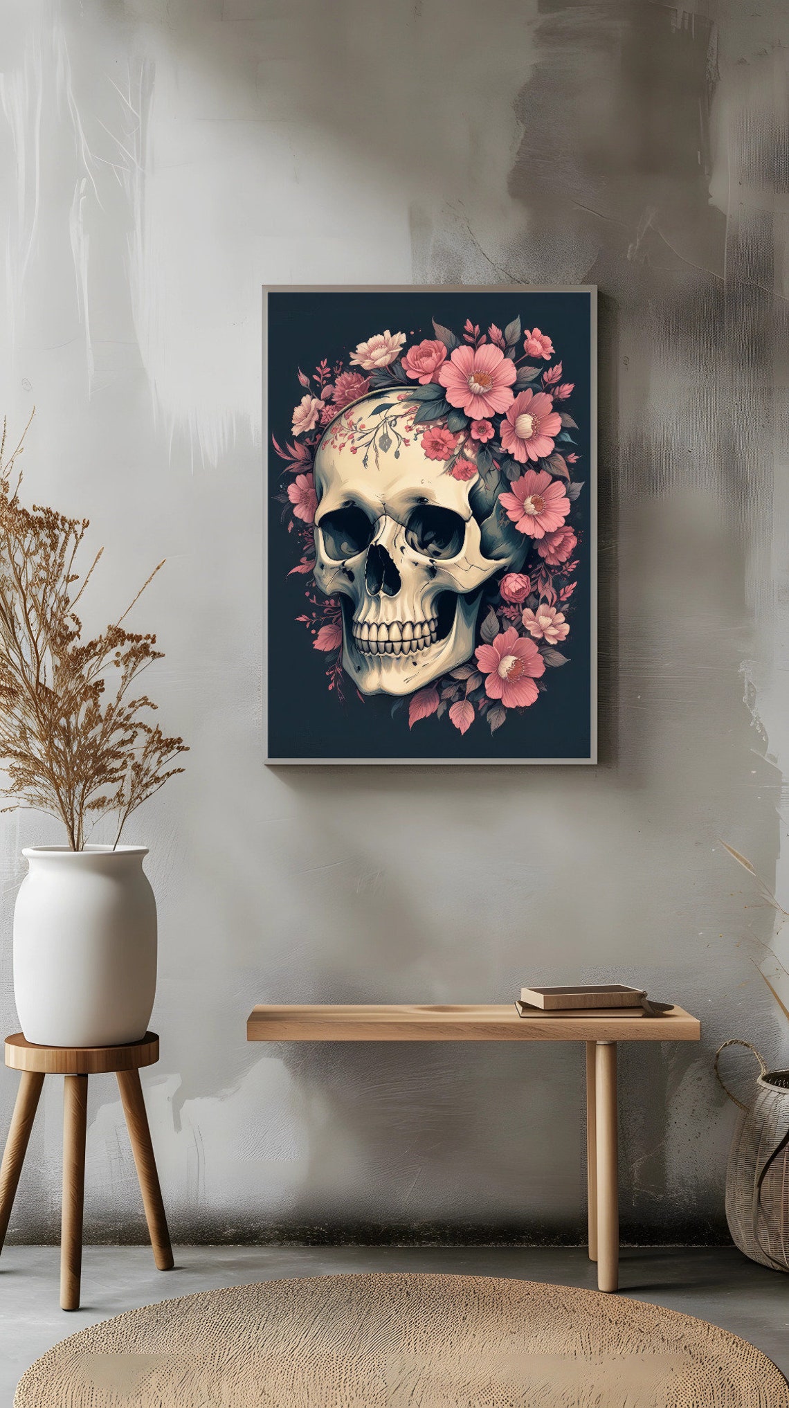 Floral Skull Art Digital Download Poster - Etsy
