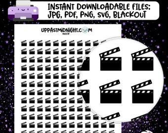 Simple Black Movie Icons » Printable Planner Stickers » Icons » Erin Condren » Mambi » Plum Paper » UPMNow » 1037P