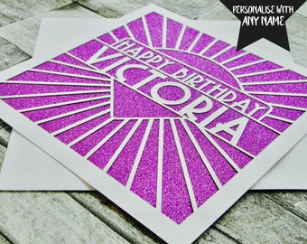 Personalised Birthday Card Personalised Happy Birthday Card Happy Birthday Card Brother Sister Mum Dad Daughter Lasercut Handmade Papercut