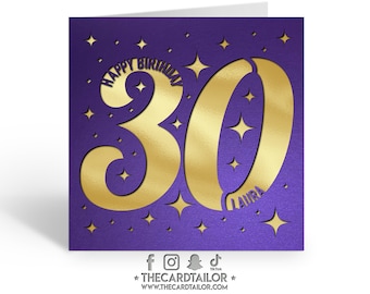 Personalised Birthday Card, 30th Happy Birthday Card, Custom 30th Birthday Card, Age Card, Milestone Birthday Card, Papercut Birthday Card