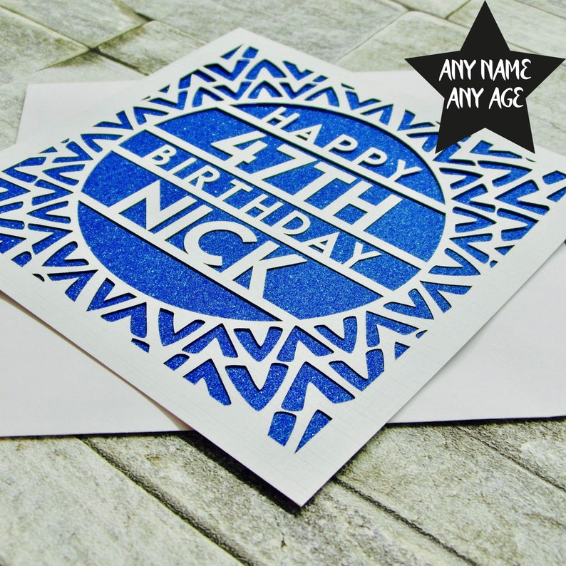 Personalised Birthday Card Personalised Happy Birthday Card Happy Birthday Card 18th 21st 30th 40th 50th 60th Lasercut Handmade Papercut