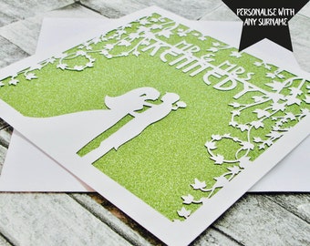 Biglietto di nozze personalizzato con intaglio di carta, biglietto di anniversario di matrimonio con taglio laser, biglietto di fidanzamento, biglietti con intaglio di carta per novelli sposi