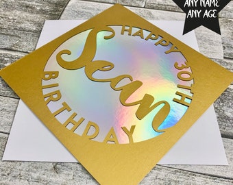 Personalised Birthday Card, 30th Happy Birthday Card, Custom 30th Birthday Card, Age Card, Milestone Birthday Card, Papercut Birthday Card