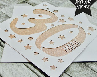 Personalised Birthday Card, 30th Happy Birthday Card, Custom 30th Birthday Card, Age Card, Milestone Birthday Card, Papercut Birthday Card
