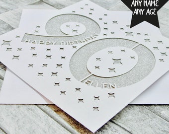 Handmade 90th Birthday Card, Personalised 90 Birthday Card, Papercut Card, Luxury 90th Greeting Card