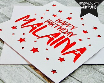 Personalised Birthday Card Personalised Happy Birthday Card Happy Birthday Card 18th 21st 30th 40th 50th 60th Lasercut Handmade Papercut