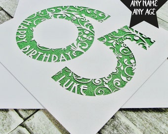 Personalised Birthday Card, 65th Happy Birthday Card, Custom 65th Birthday Card, Age Card, Milestone Birthday Card, Papercut Birthday Card