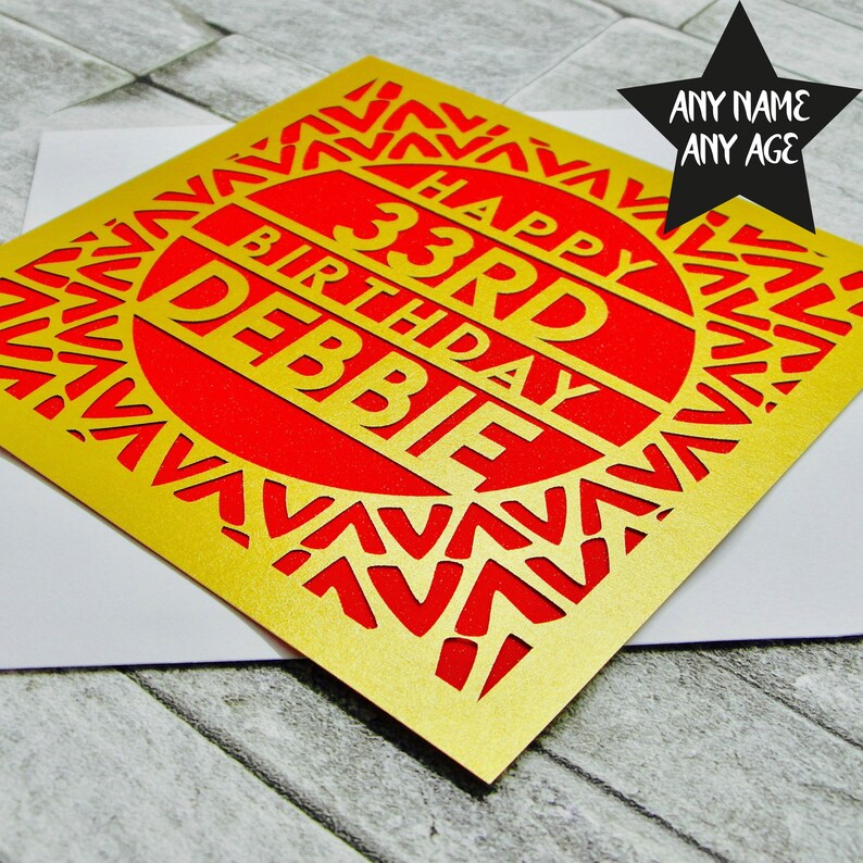 Personalised Birthday Card Personalised Happy Birthday Card Happy Birthday Card 18th 21st 30th 40th 50th 60th Lasercut Handmade Papercut