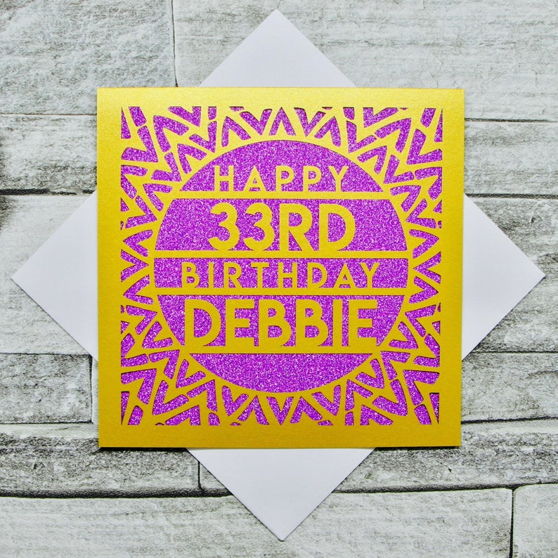Personalised Birthday Card Personalised Happy Birthday Card Happy Birthday Card 18th 21st 30th 40th 50th 60th Lasercut Handmade Papercut